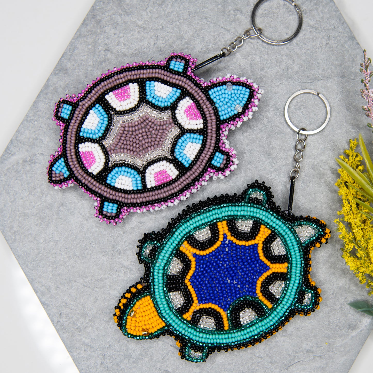 Turtle Beaded Coin Bag