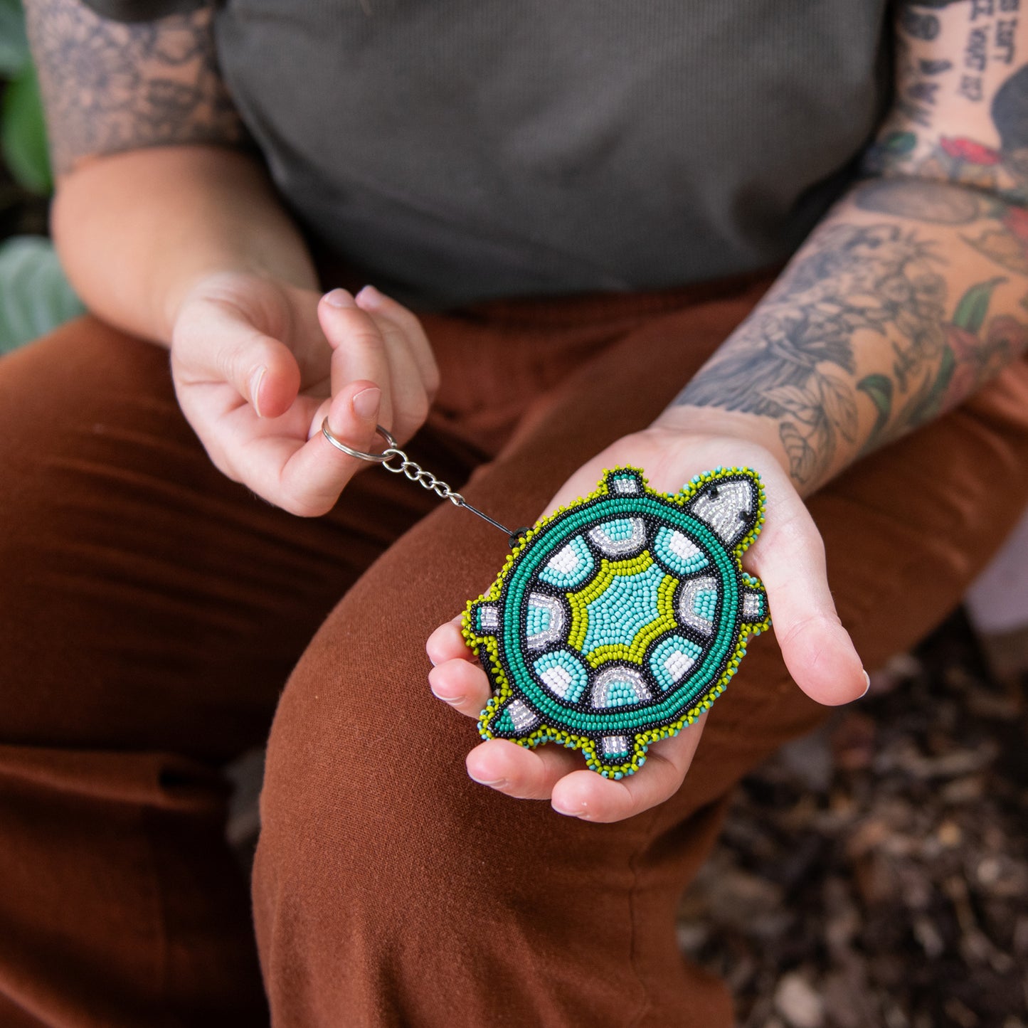 Turtle Beaded Coin Bag