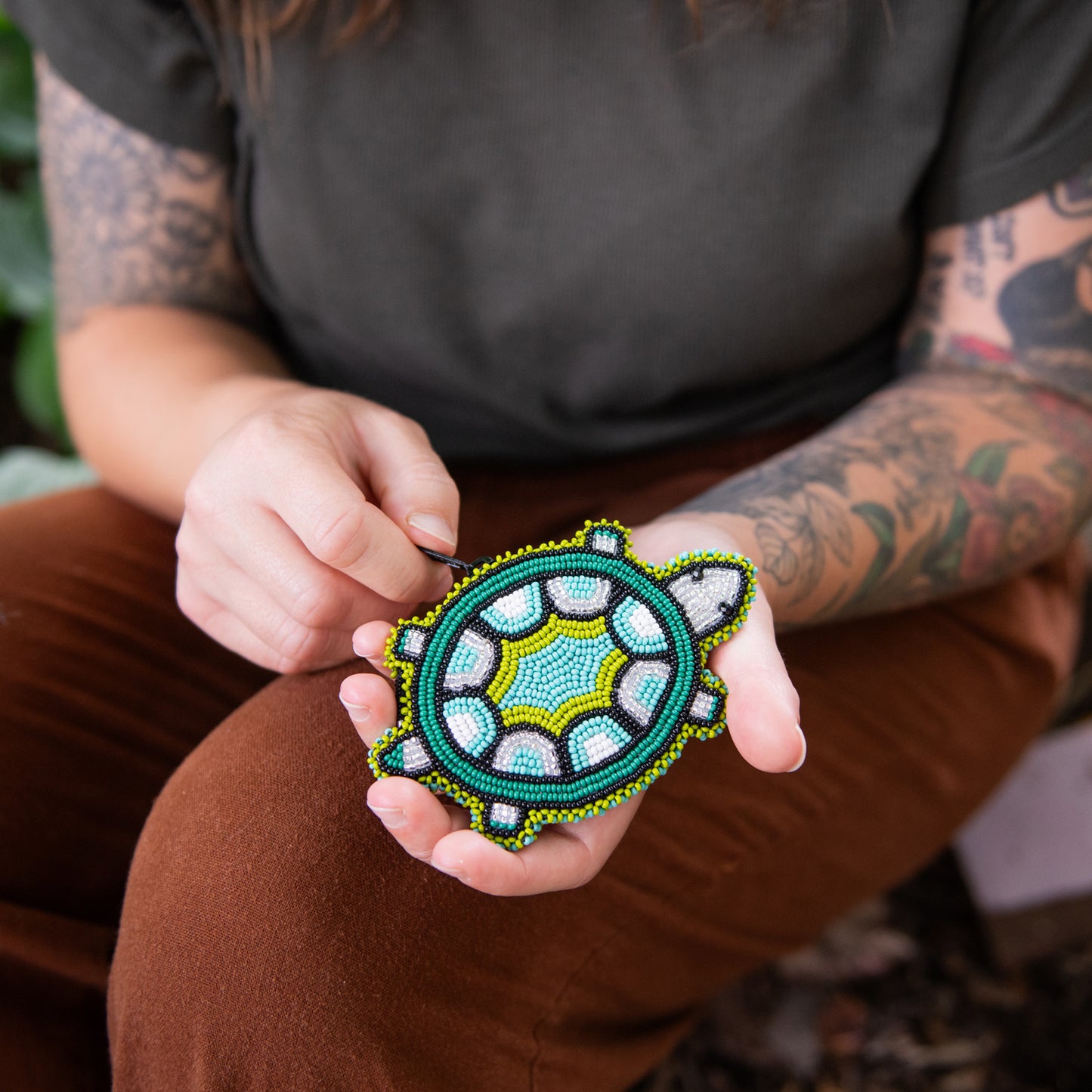 Turtle Beaded Coin Bag