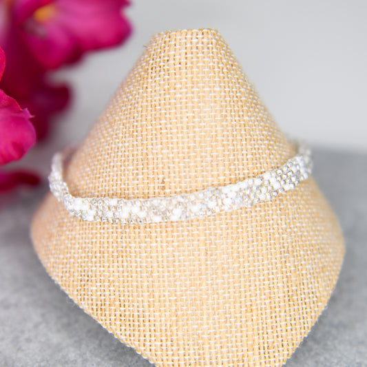 Silver White 4 Strand Anklet