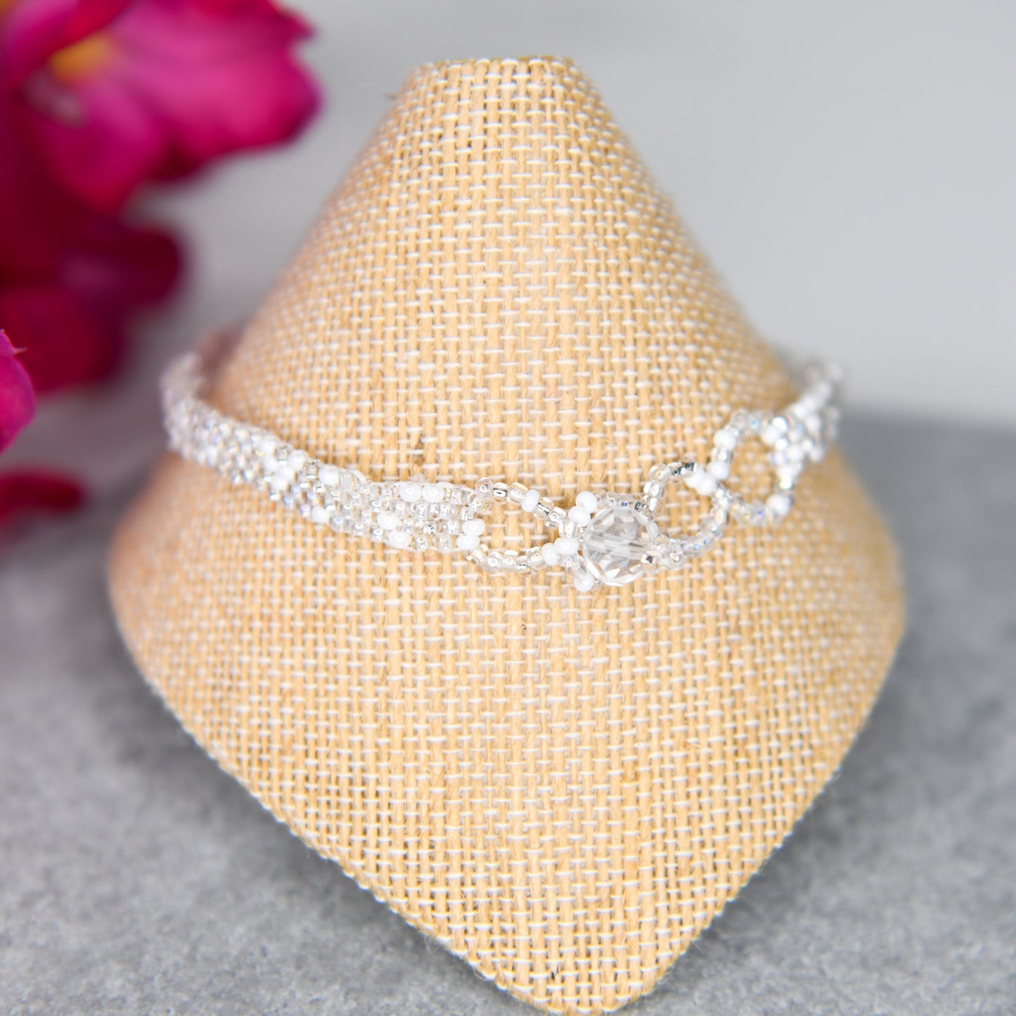 Silver White 4 Strand Anklet