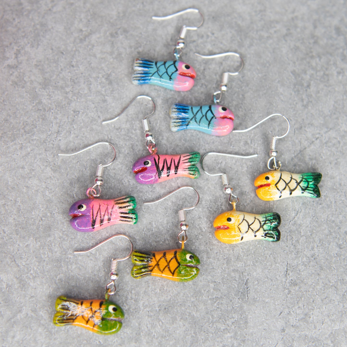 Flat Fish Ceramic Earrings