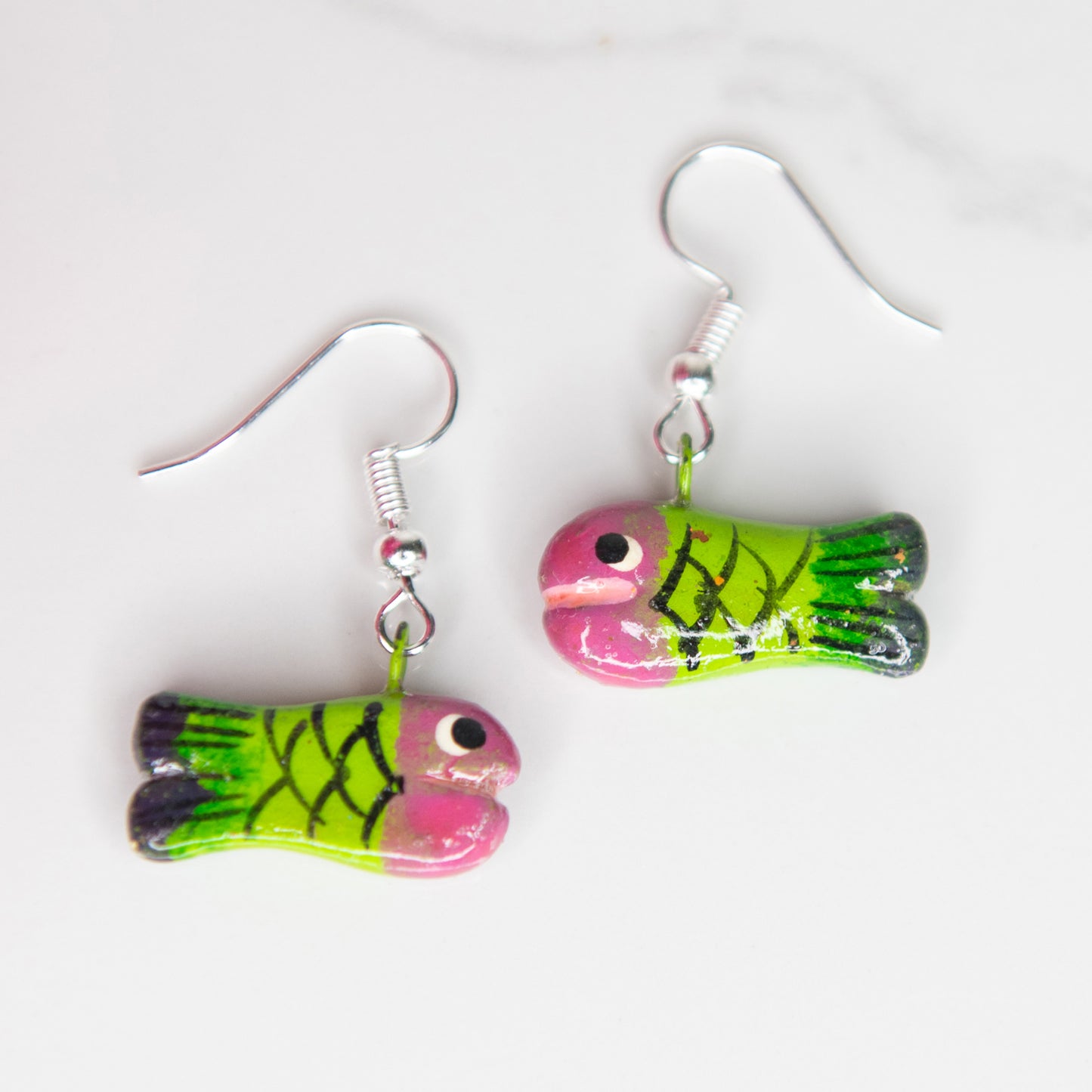 Flat Fish Ceramic Earrings