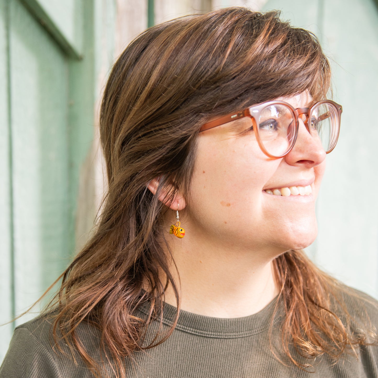 Flat Fish Ceramic Earrings