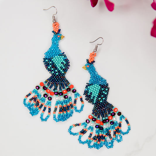 Blue Peacock Earrings