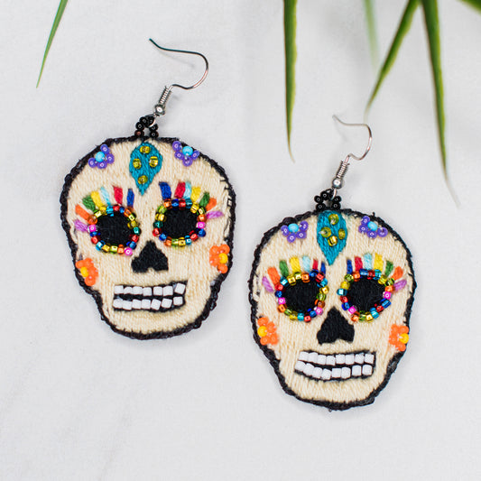 Threaded Catrina  Sugar Skull Earrings