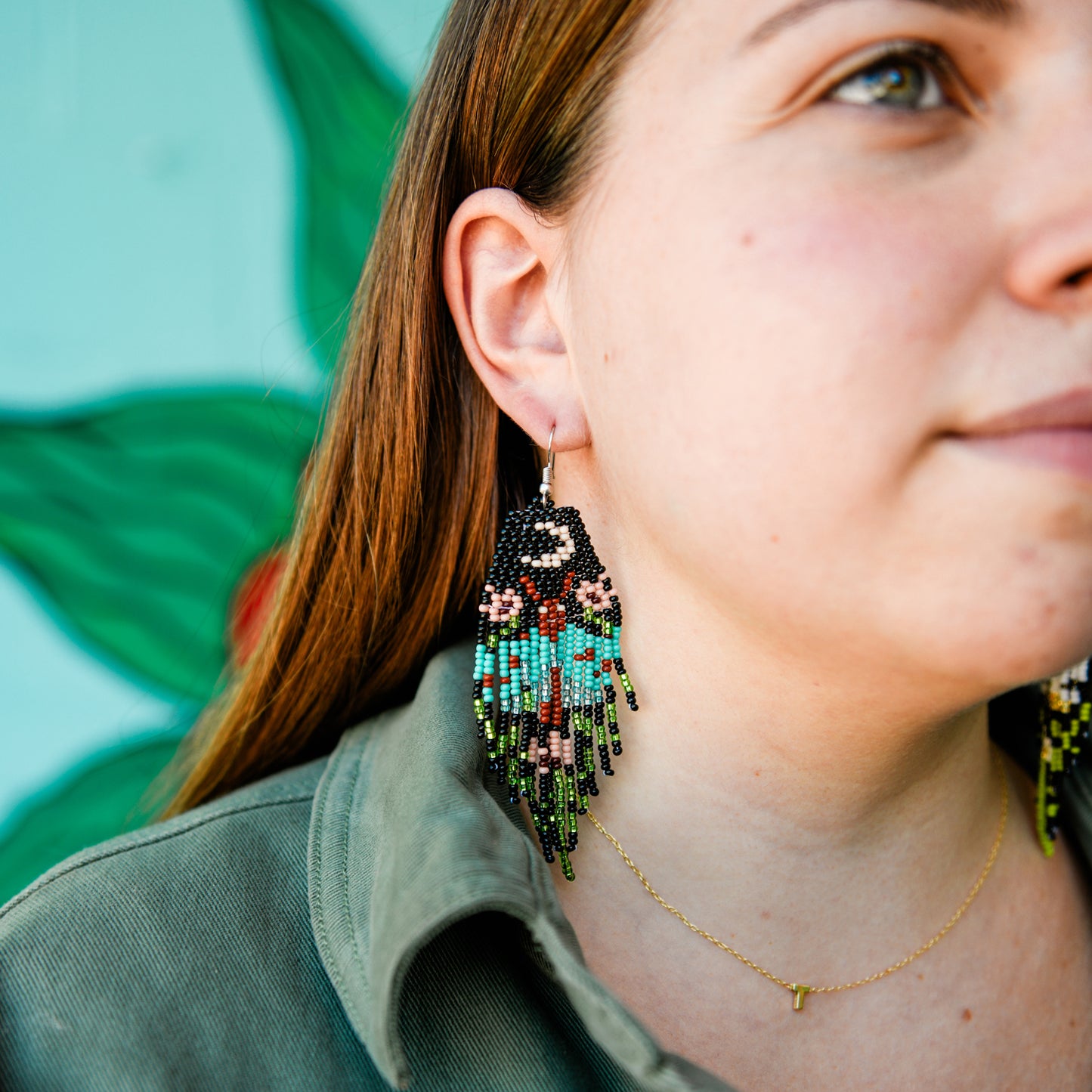 Blue Moonlight Moth Fringe Earrings