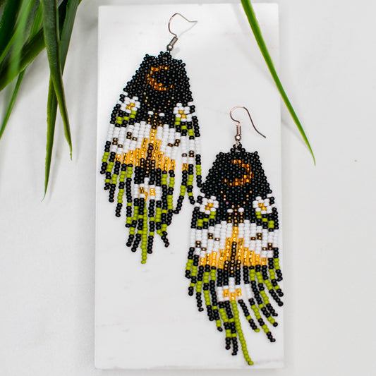 Gold Moonlight Moth Fringe Earrings