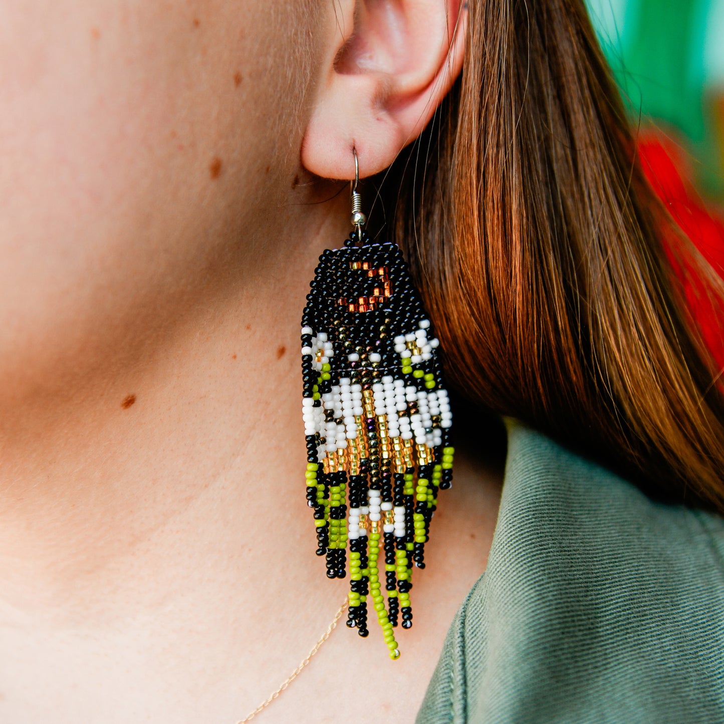 Gold Moonlight Moth Fringe Earrings