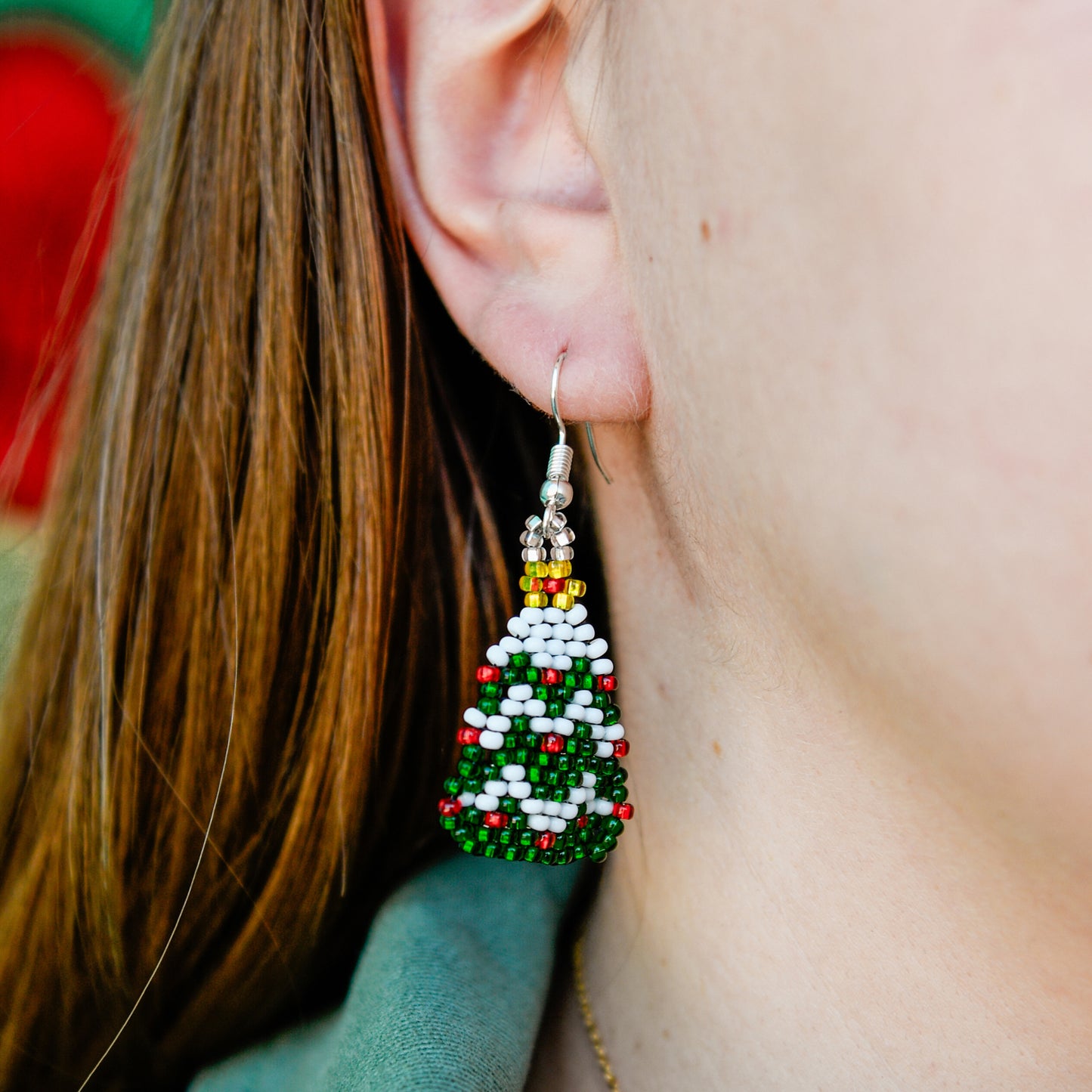 Tiny Tinsel Tree Earrings