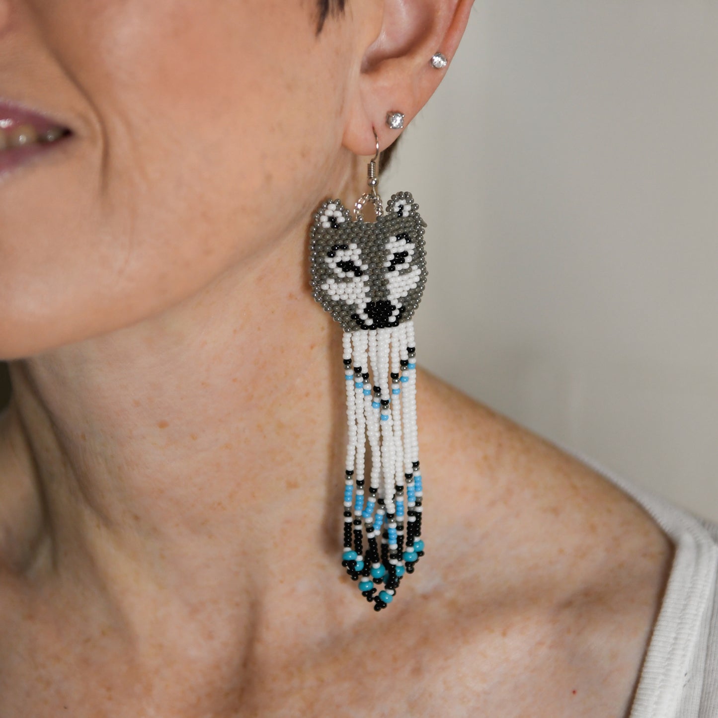 wolf Beaded handmade fair trade guatemalan earring