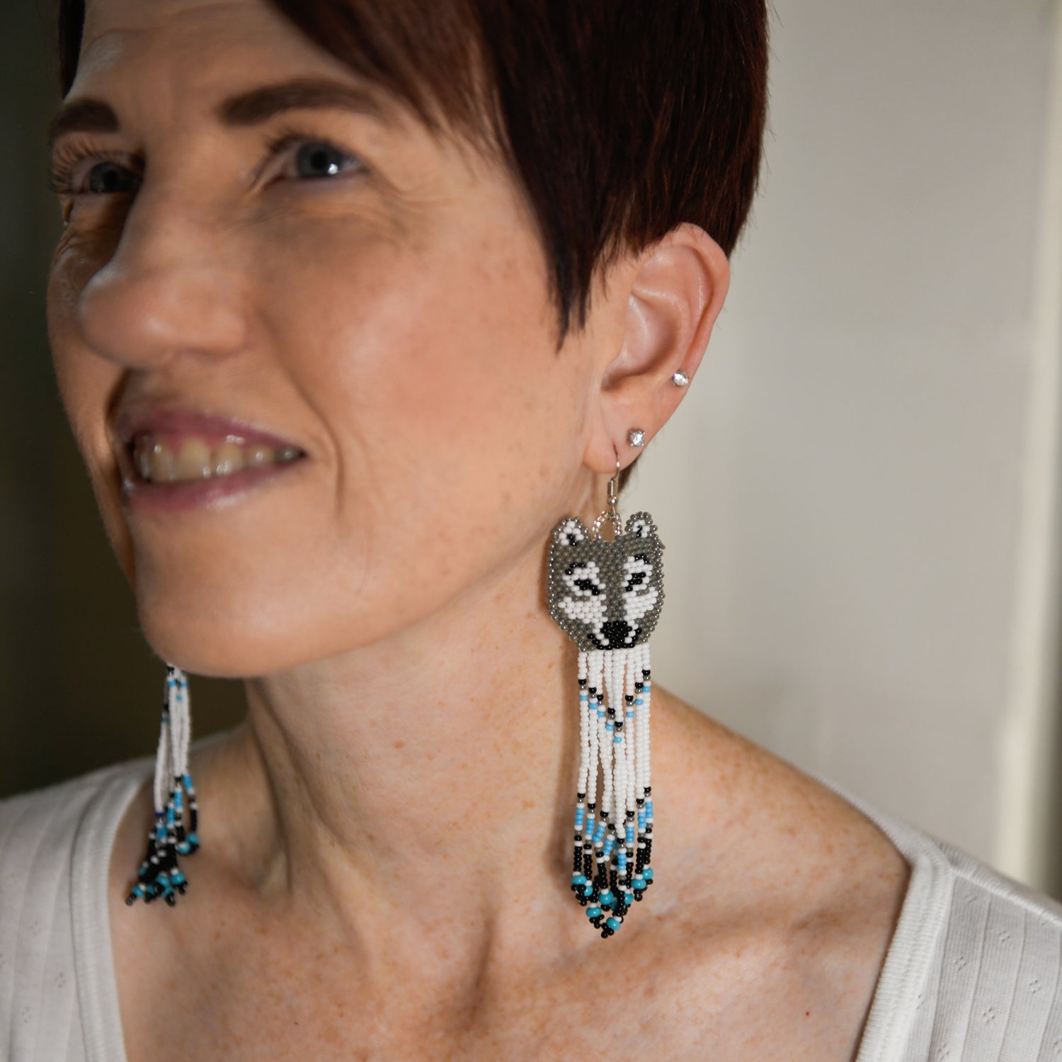wolf Beaded handmade fair trade guatemalan earring