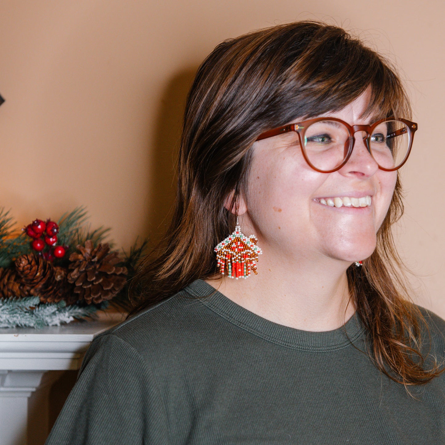 Gingerbread House Fringe Earrings