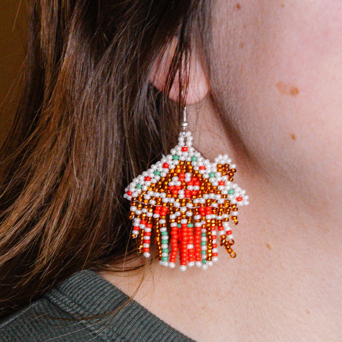 Gingerbread House Fringe Earrings