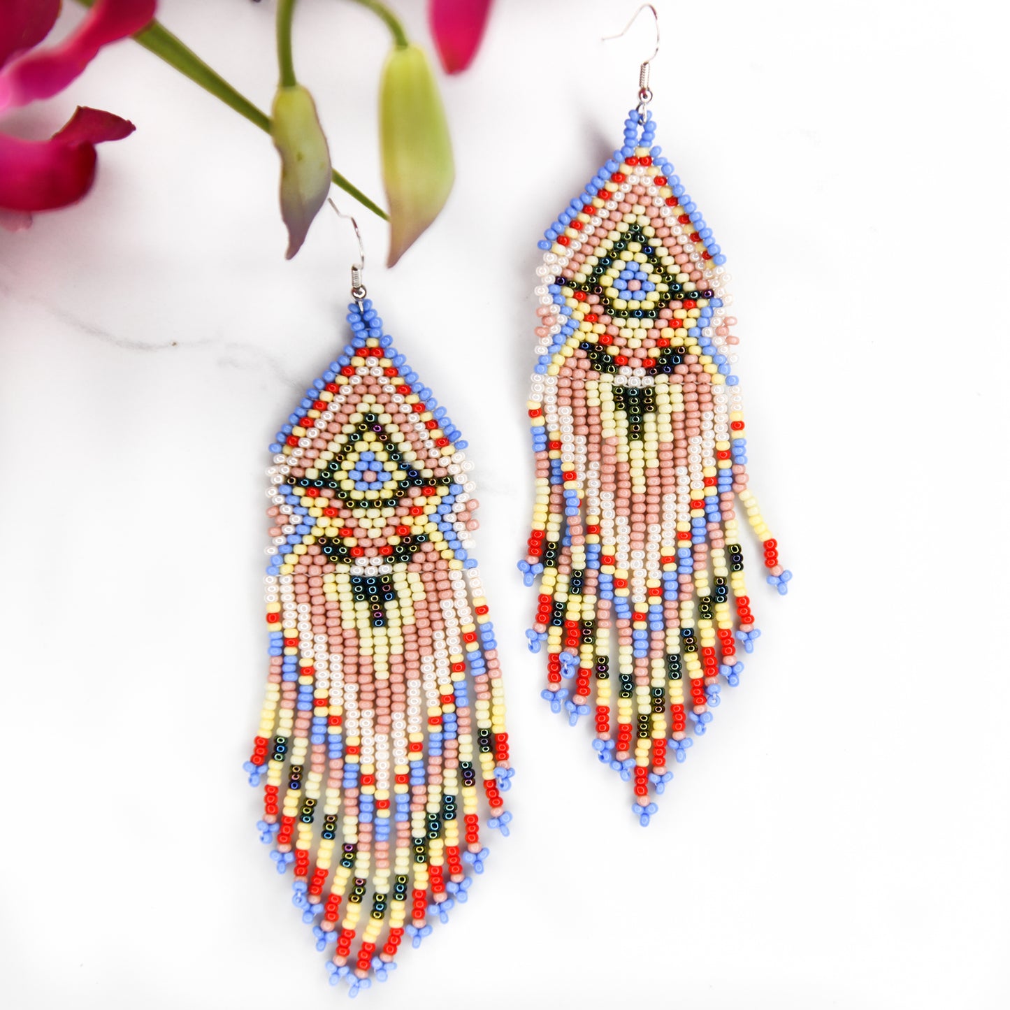 Bear Beaded Fringe Earrings