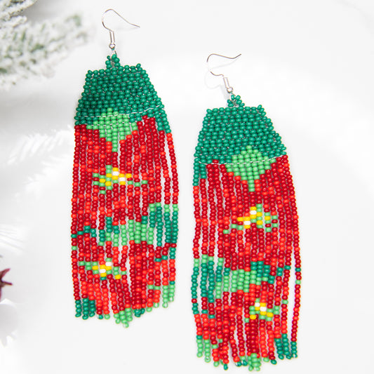 Poinsettia Fringe Earrings