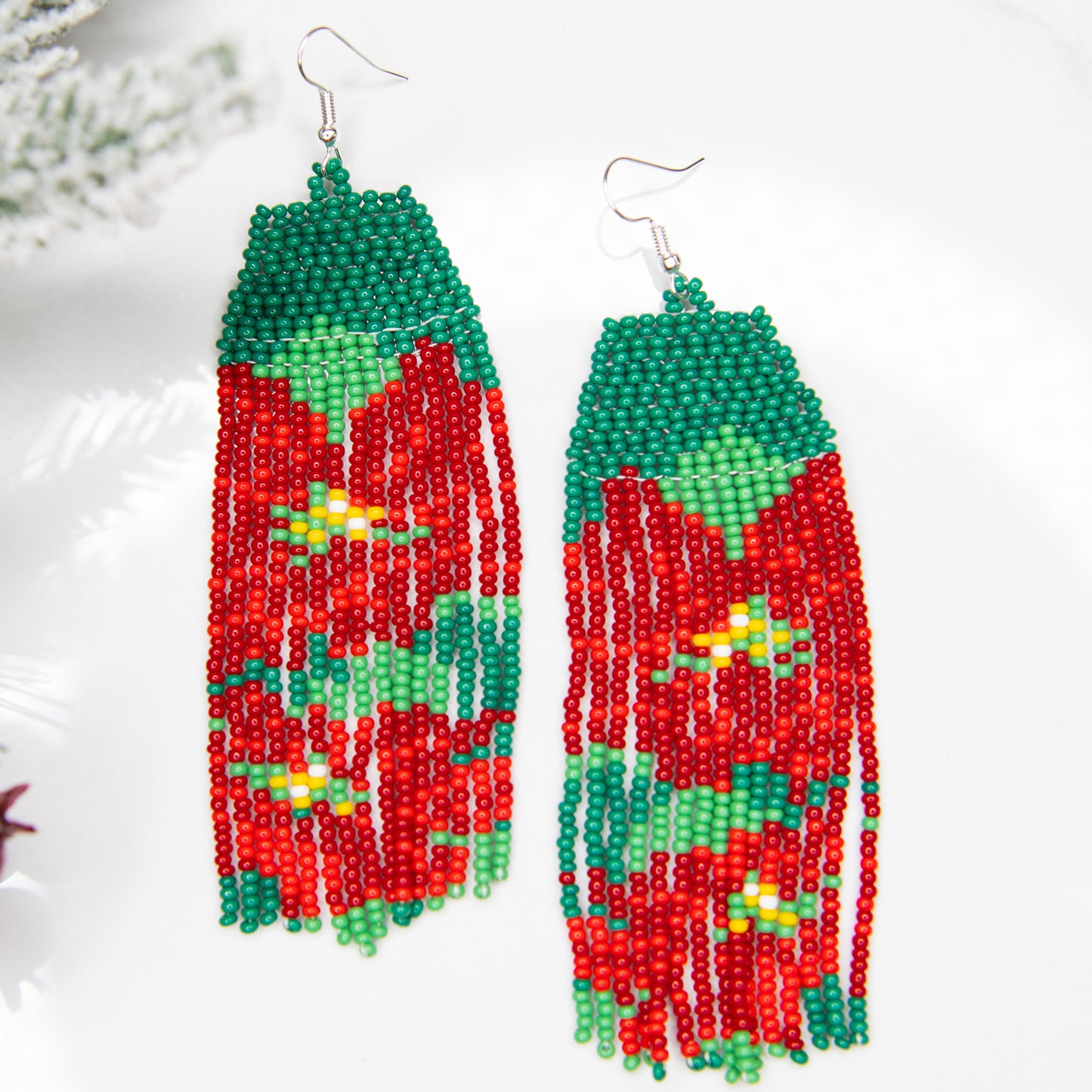Poinsettia Fringe Earrings