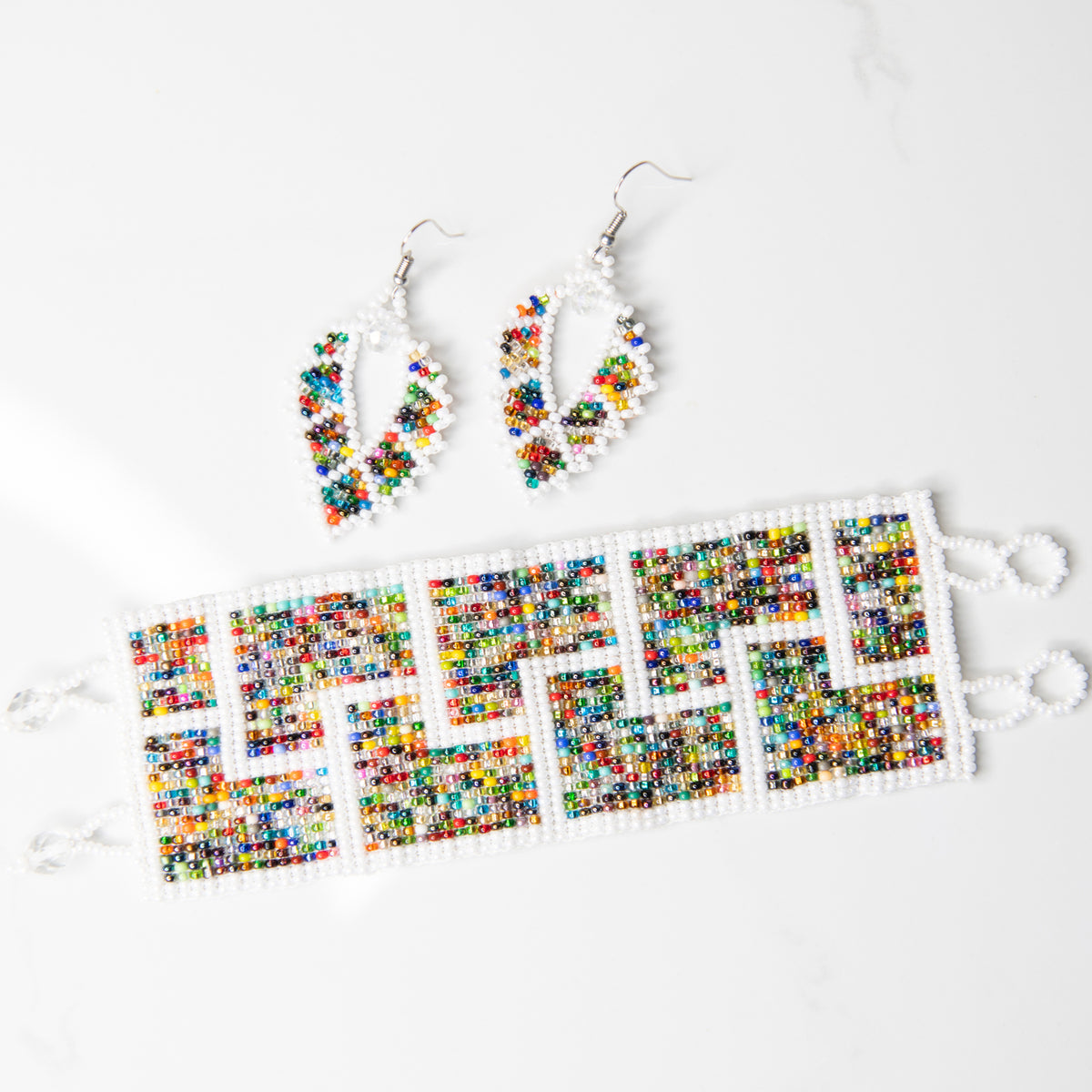 Mosaic Earring White