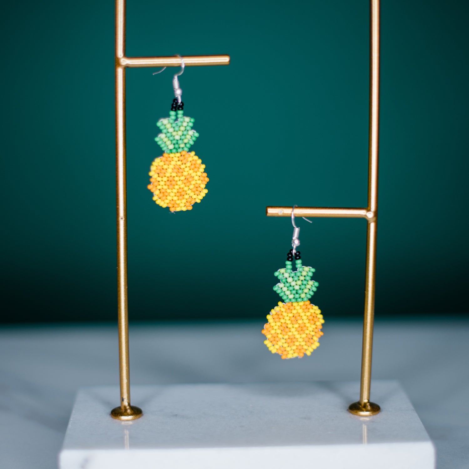 Pineapple earrings beaded fair trade accessory handmade 