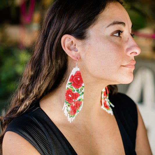 White Rose Earring