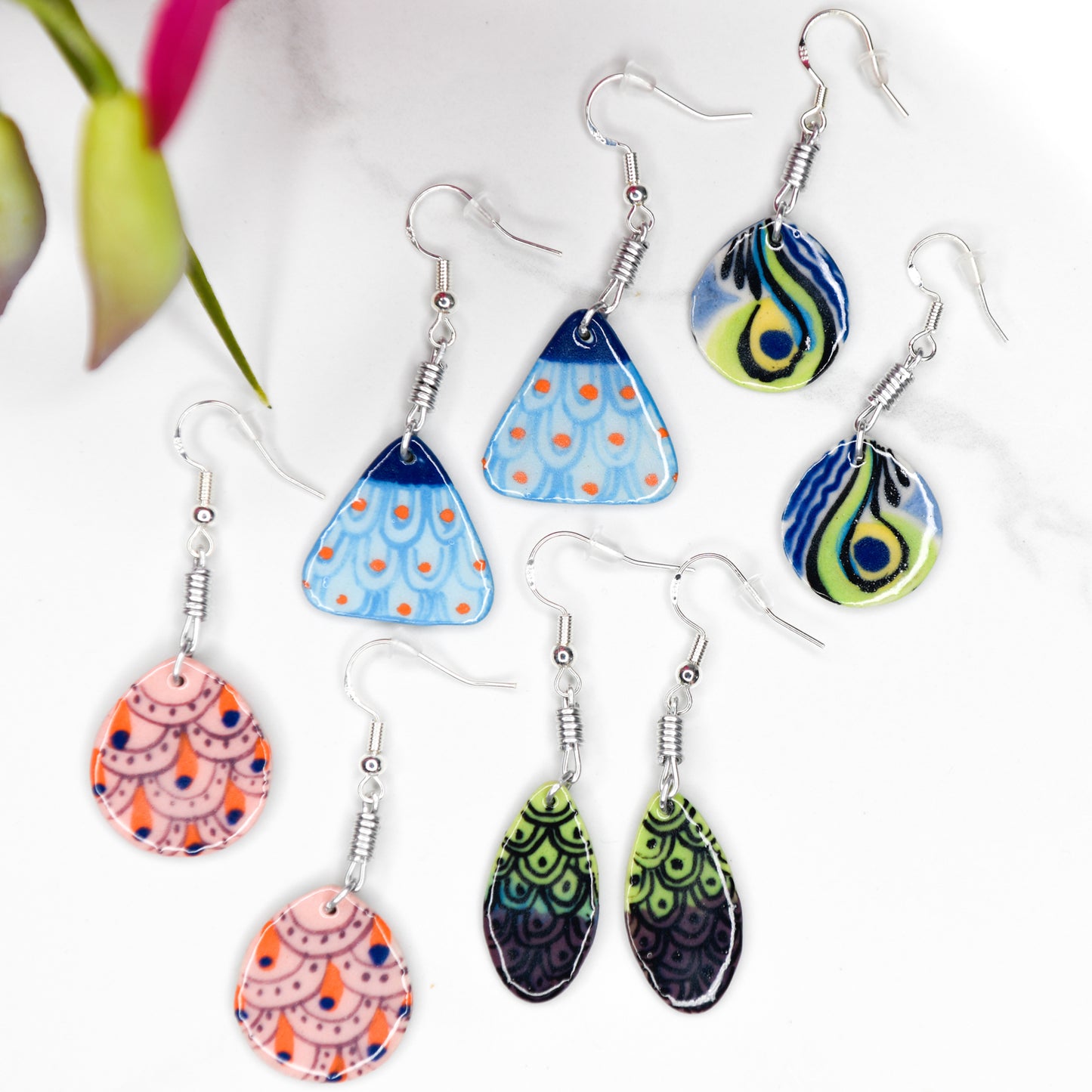 Sterling Silver Palopo Ceramic Earrings (Sale)