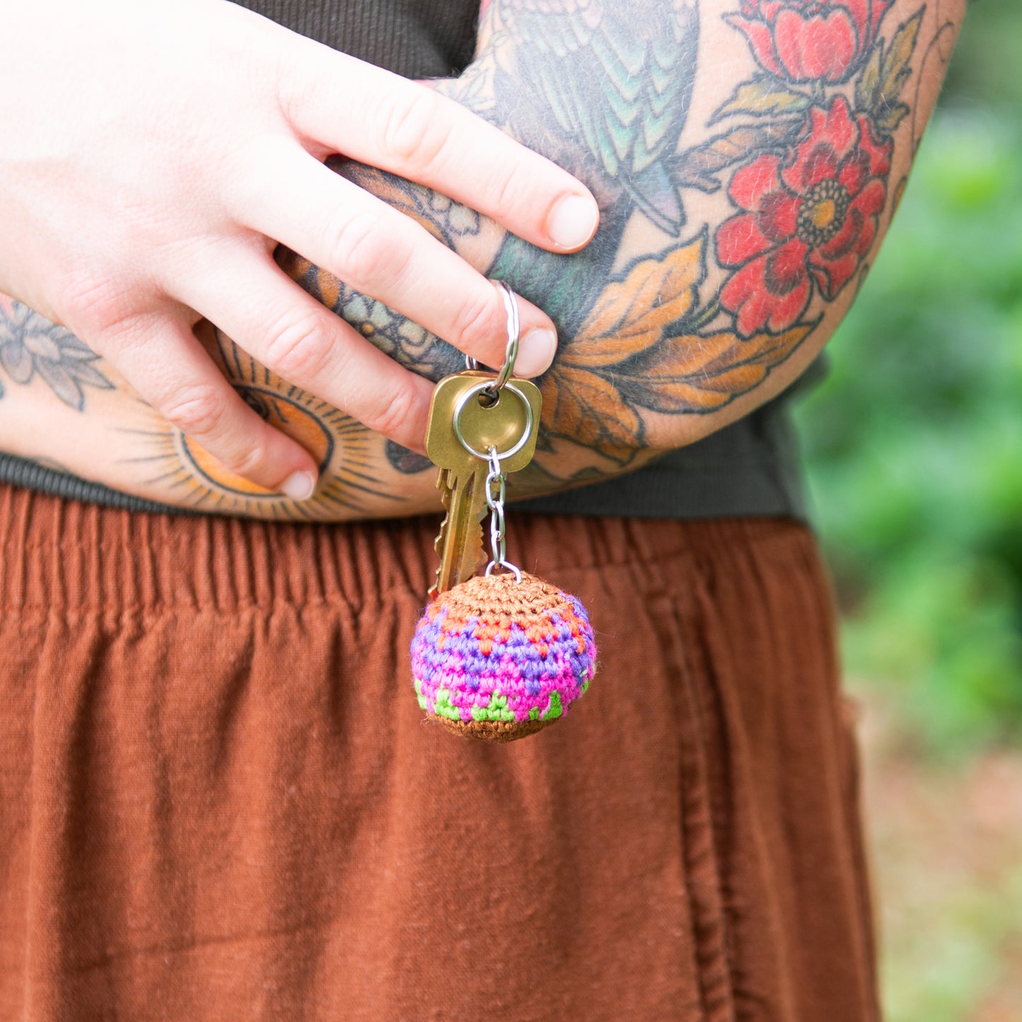Mini Crochet Foot Bag Keychain