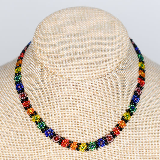 Black Rainbow Flower Necklace