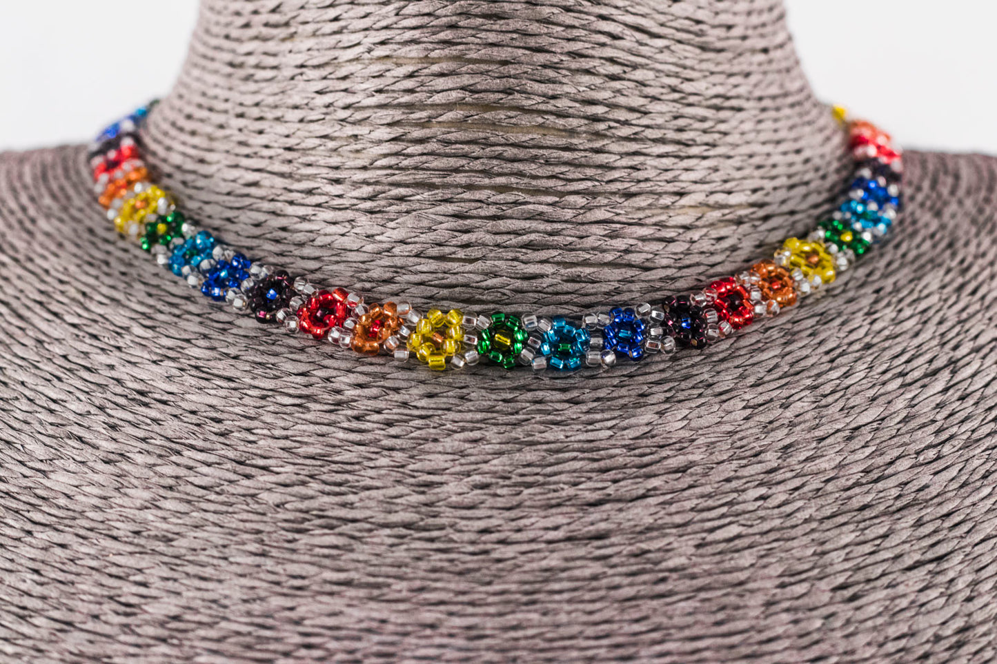 Silver Rainbow Flower Necklace