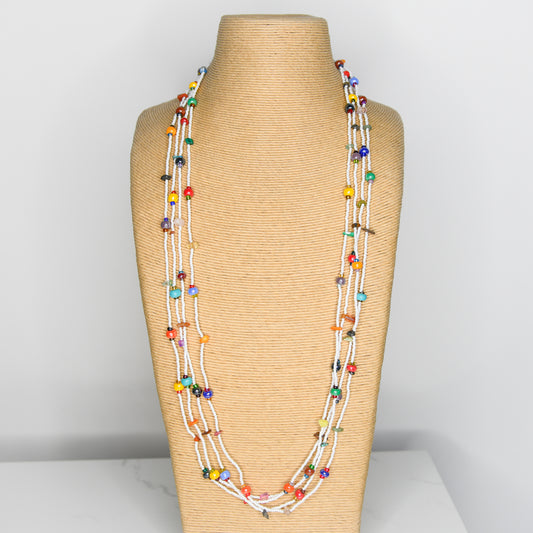 White Tiered Beach  Ball Necklace