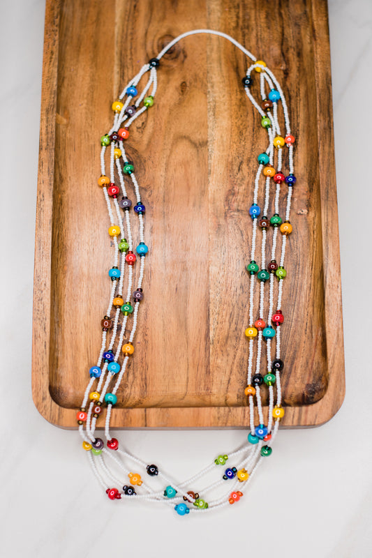 White Tiered Beach Ball necklace guatemalan fair trade handmade