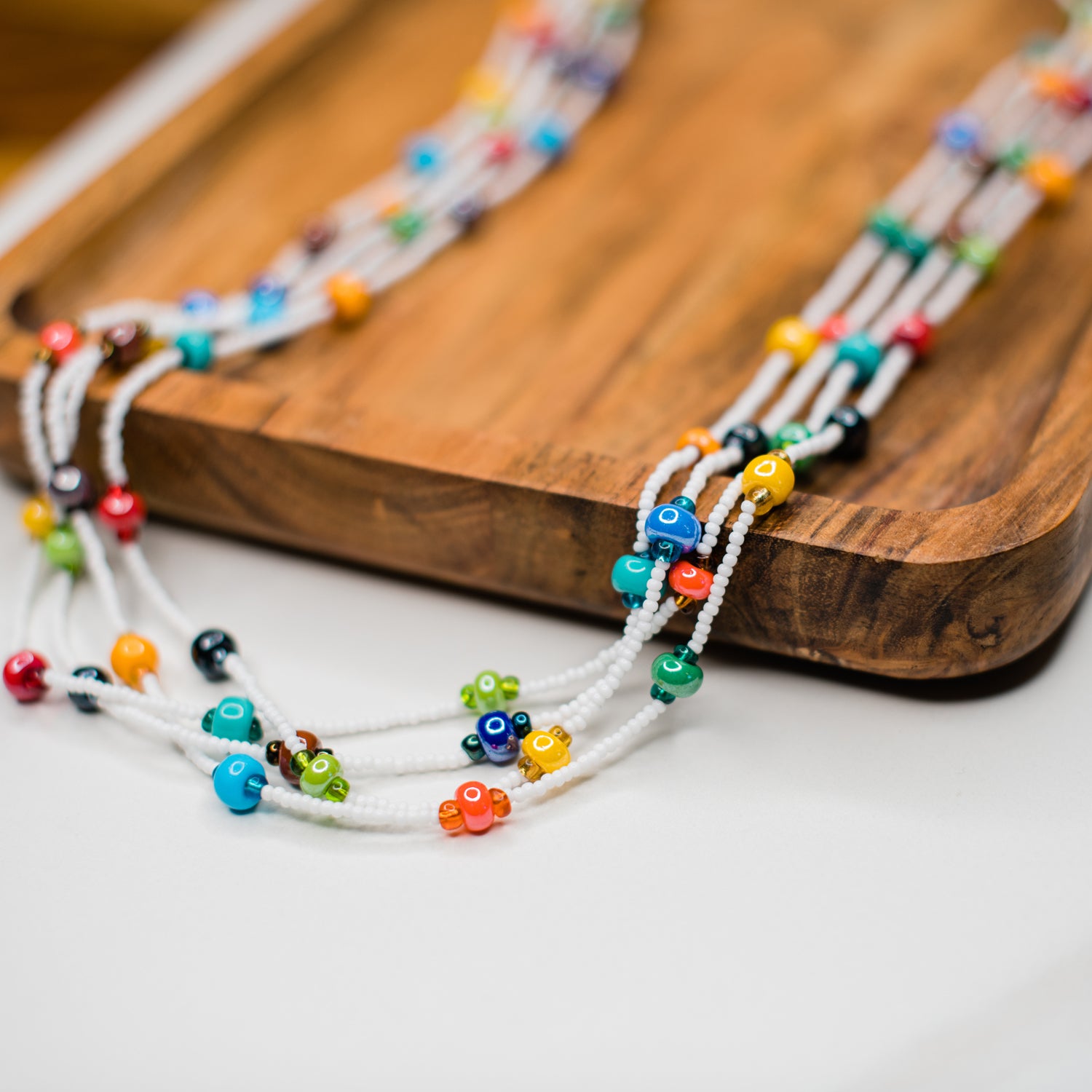 White Tiered Beach Ball necklace guatemalan fair trade handmade