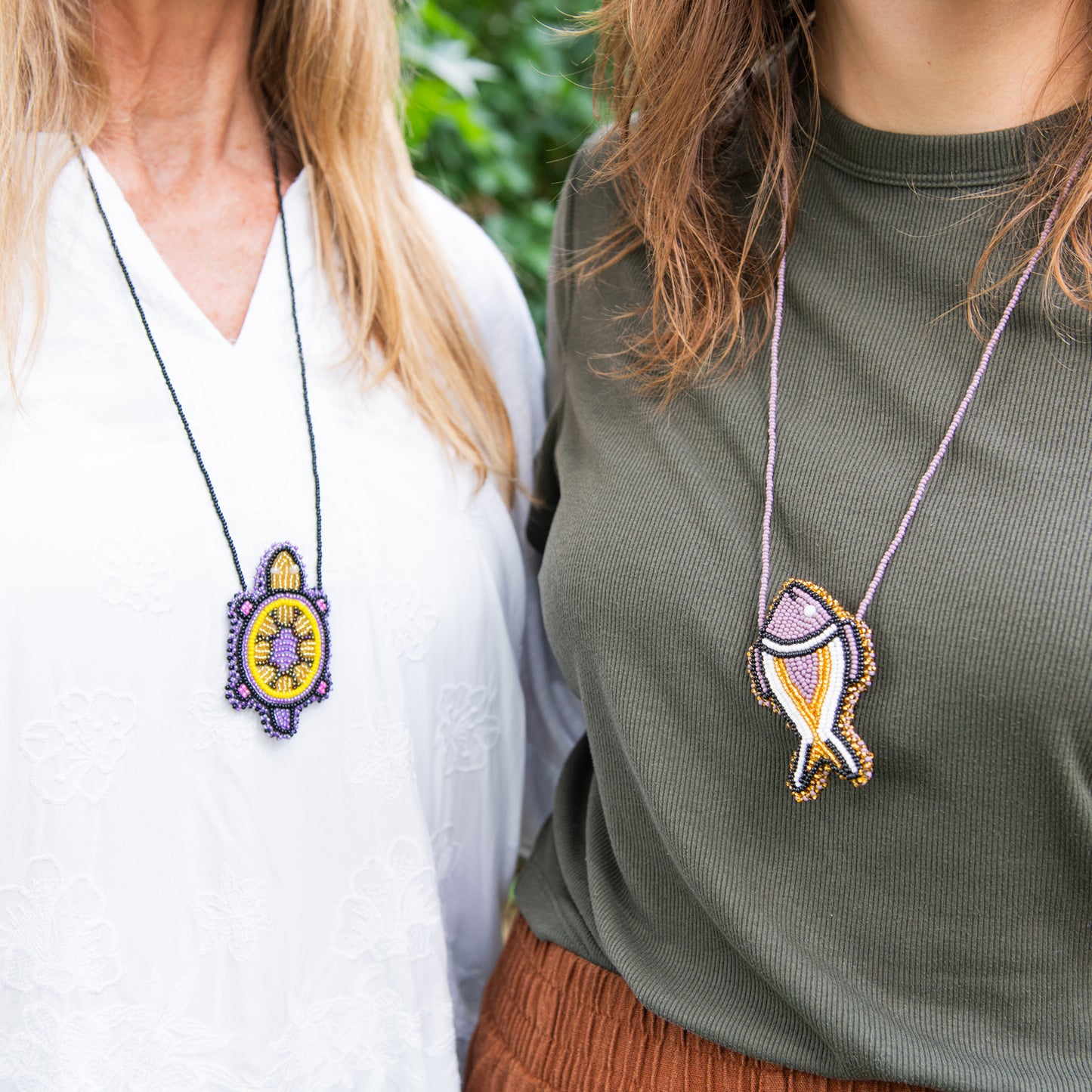 Fish Pouch Beaded Necklace