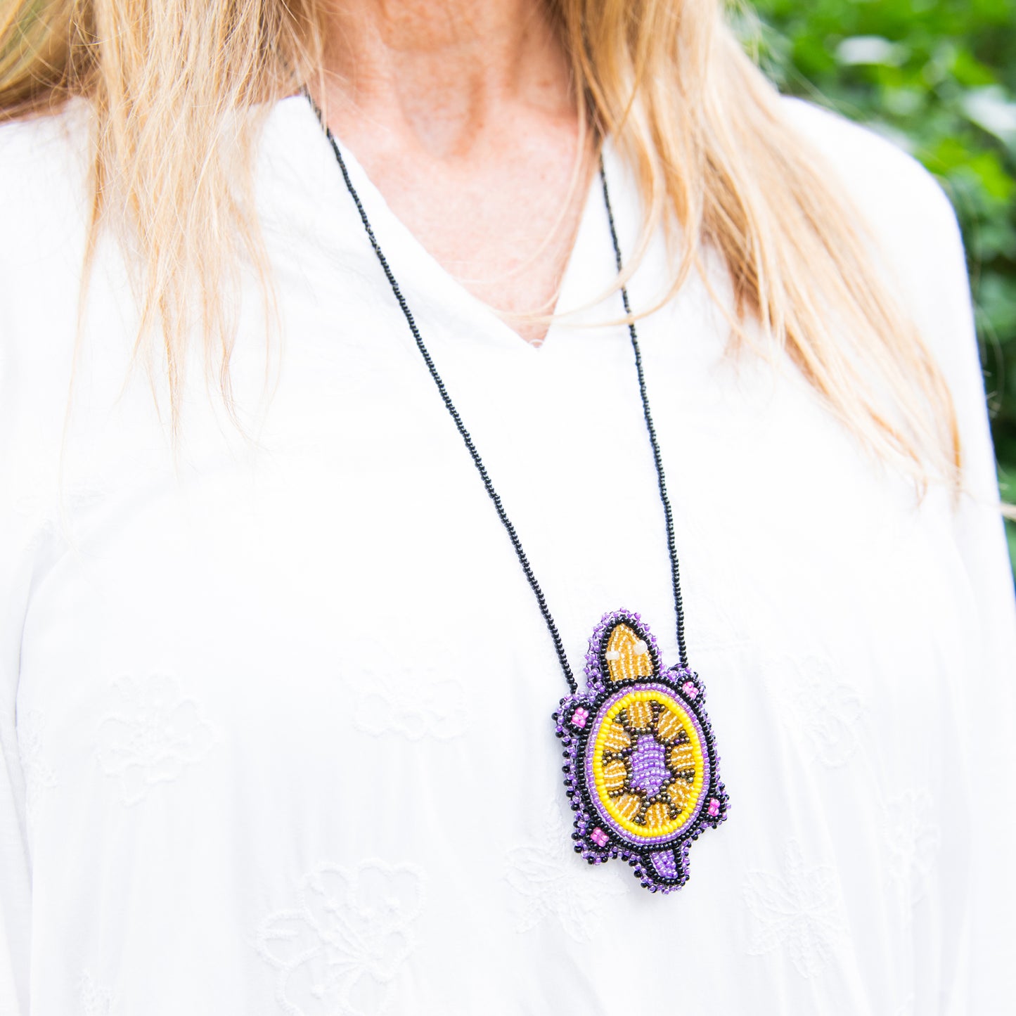 Turtle Pouch Beaded Necklace
