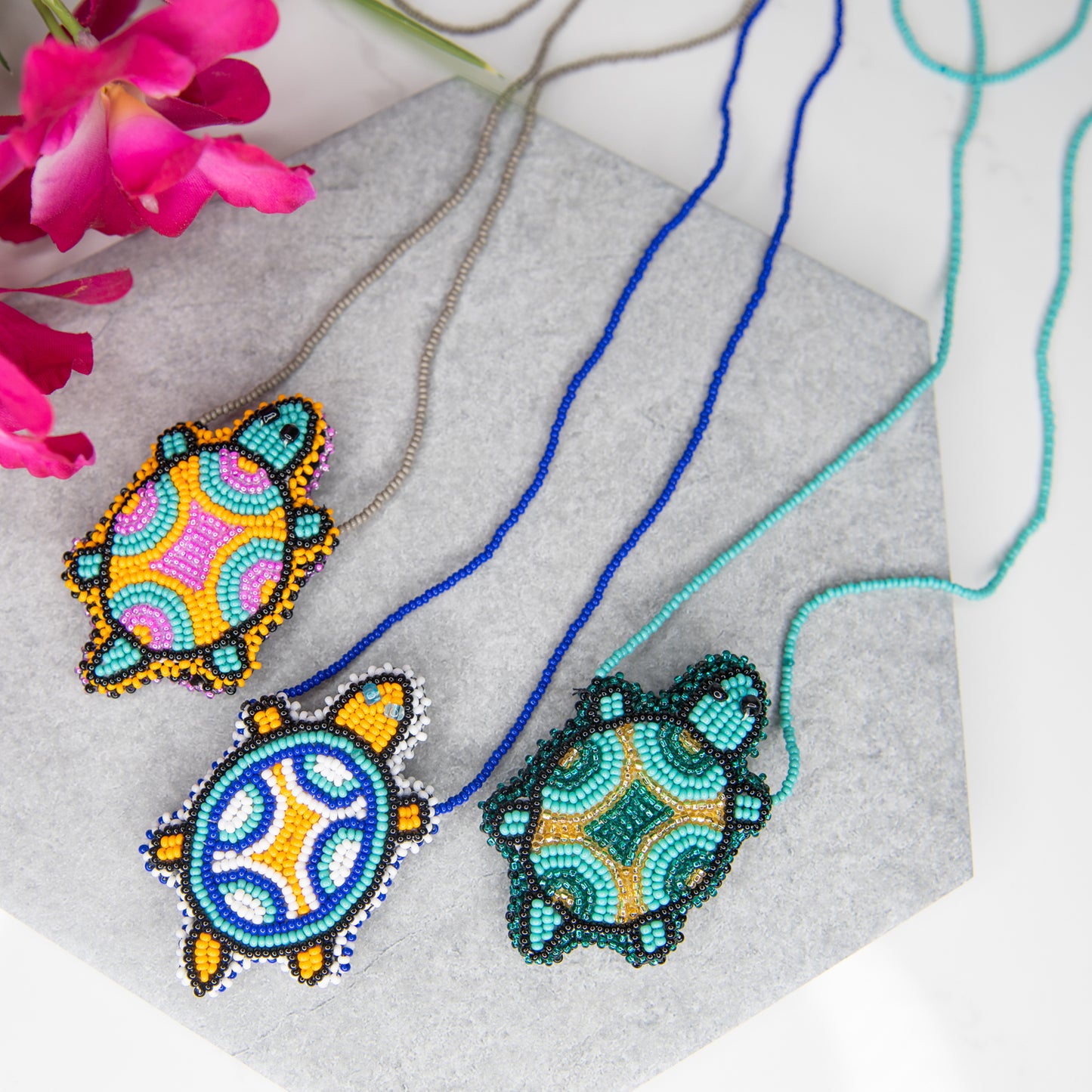 Turtle Pouch Beaded Necklace