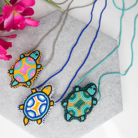 Turtle Pouch Beaded Necklace