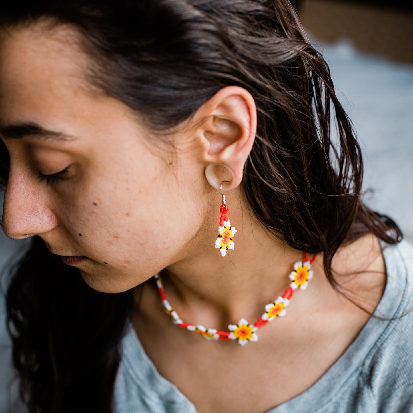 Daisy Chain Necklace and Earring  (Closeout)