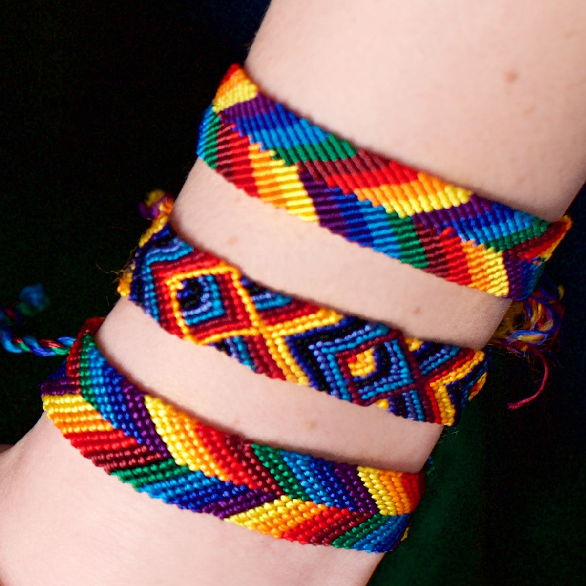 Wide Silk Rainbow Friendship Bracelet