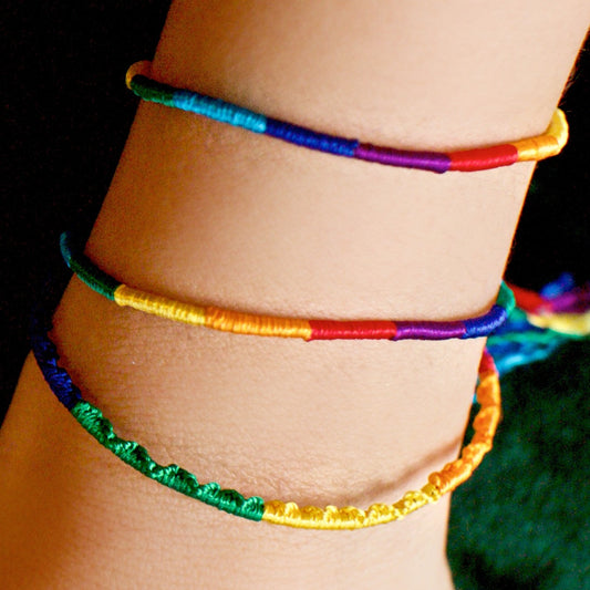 Round Silk Friendship Bracelet Rainbow