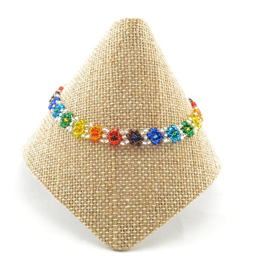 Silver Rainbow Flower Bracelet