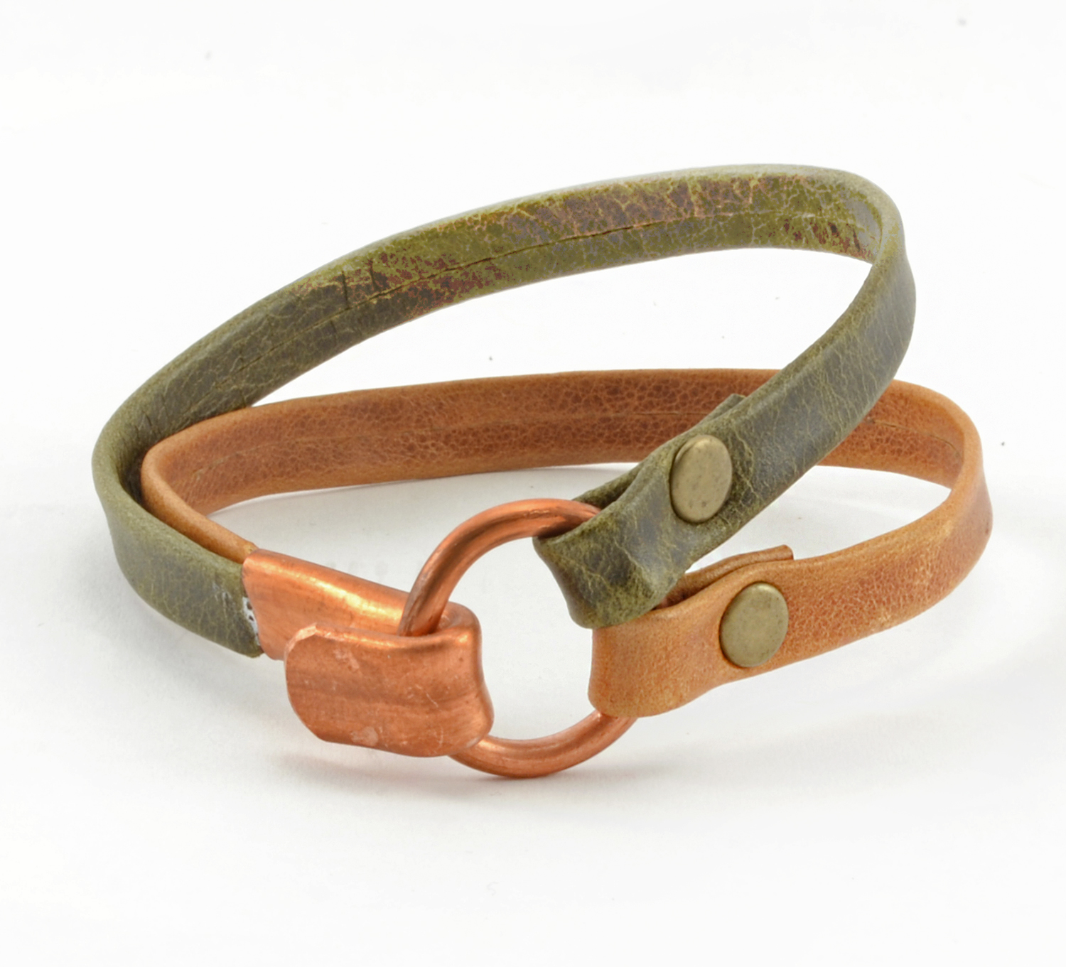 Copper Clasp Leather Bracelet - Jewelry - Handmade Guatemalan Imports