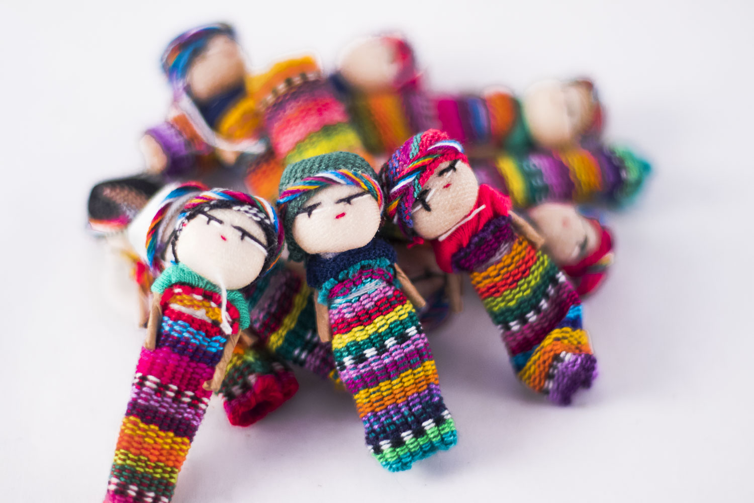 Set of 12 Guatemalan Handmade Worry Doll With a Colourful Crafted Storage  Bag Worry Dolls for Boys Anxiety Dolls Worry Doll 