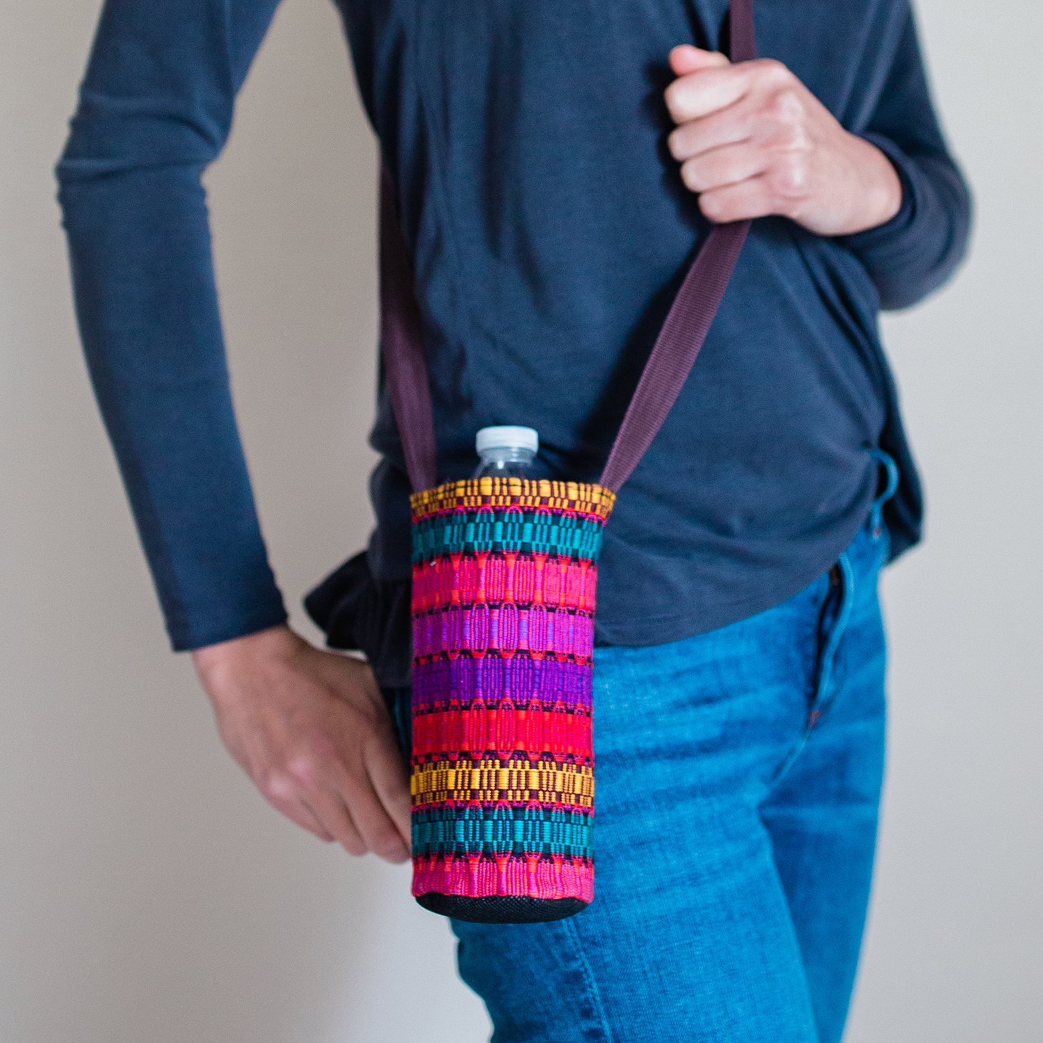 Handwoven Water Bottle Holder with Adjustable Strap – Traveling Traders  Bazaar