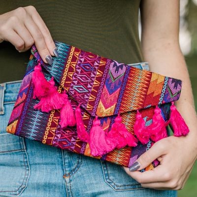 Tassle Geometric fair trade Clutch