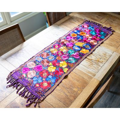 Floral fiesta table runner medium fair trade handmade guatemala