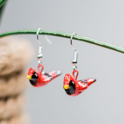 cardinal ceramic earrings guatemalan handmade fair trade