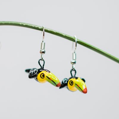 toucan ceramic earring fair trade handmade guatemala
