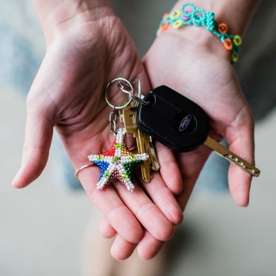 Starfish beaded keychain fair trade accessory