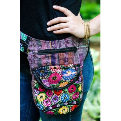 Recycled Upcycled Hipster Pack Crossbody Fair Trade Ethical Purse Handbag Fanny Pack Huipil Florals Sustainable
