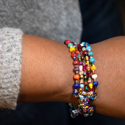 Fair Trade Handmade Guatemalan Beaded Bracelet Gumball Magnetic Multi Colored