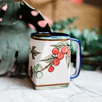 Lucia's Imports Wholesale Fair Trade Handmade Guatemalan Ceramic Cafe Coffee Mug with Bird Pattern